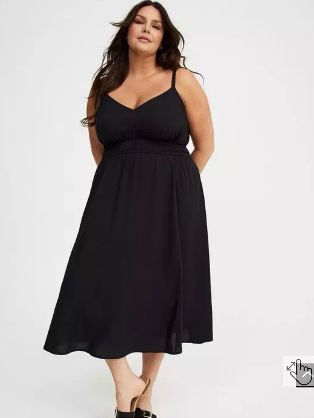 Torrid V Neck Black Midi Dress
